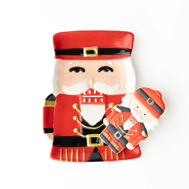 White Nutcracker Dish, Red