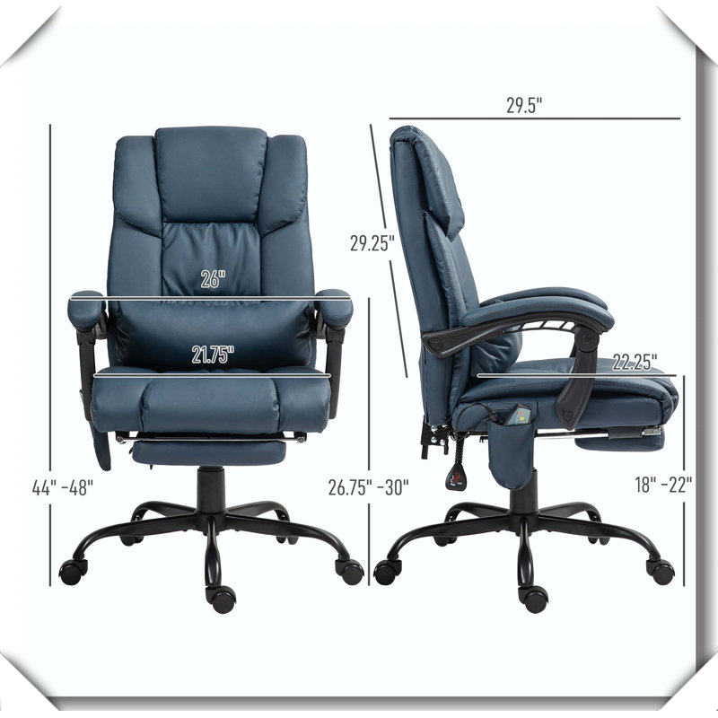Office Chair Ergonomic Executive Footrest Adjustable Seating, Blue