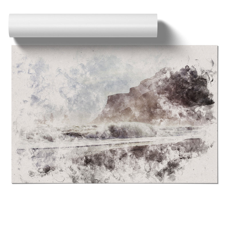 Beach and Cliffs Vol.1 - Unframed Painting, 30cm H x 42cm W x 0.1cm D