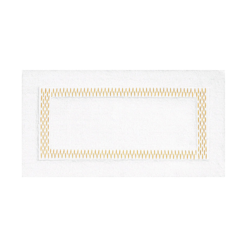 Alhambra Bath Rug, 20" W x 31" L, White/Gold
