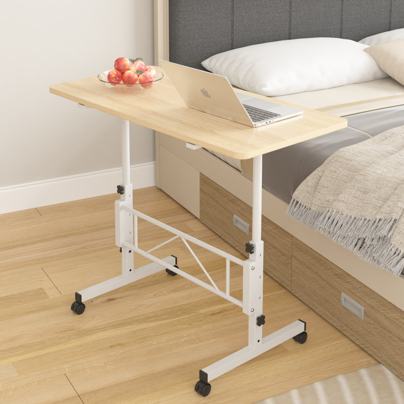 Small Standing Desk Adjustable Height, Mobile Stand Up Desks With Wheels, Portable Rolling Laptop Desks, C Side Table W/Wheels