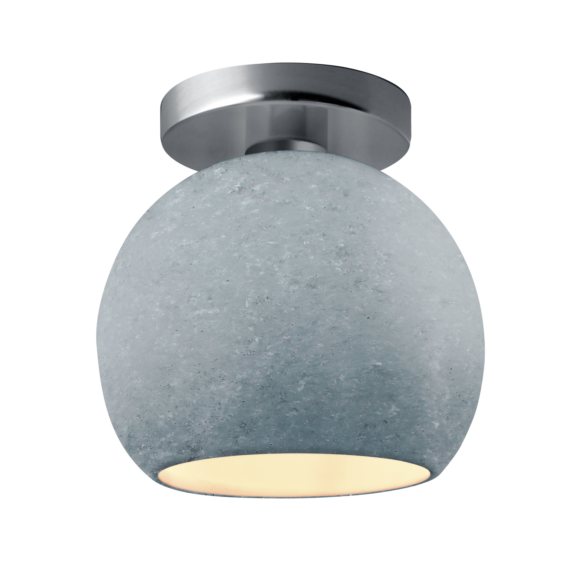 Single Light Ceramic LED Semi Flush Mount, Concrete, 9" H x 10" W x 10" D, Brushed Nickel