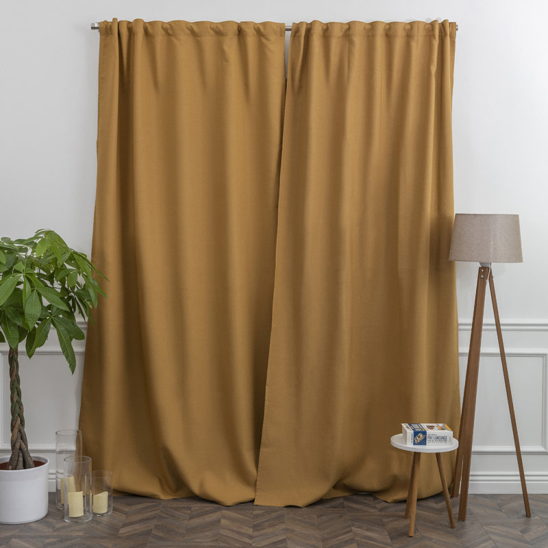 Room Darkening Single Curtain Panel, Mustard, 260cm Width x 265cm Drop