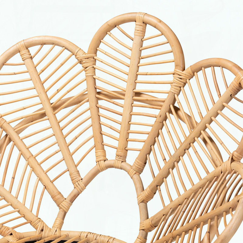 Chaise d'appoint moderne en rotin de Bohème et en métal, dossier en forme de feuille
