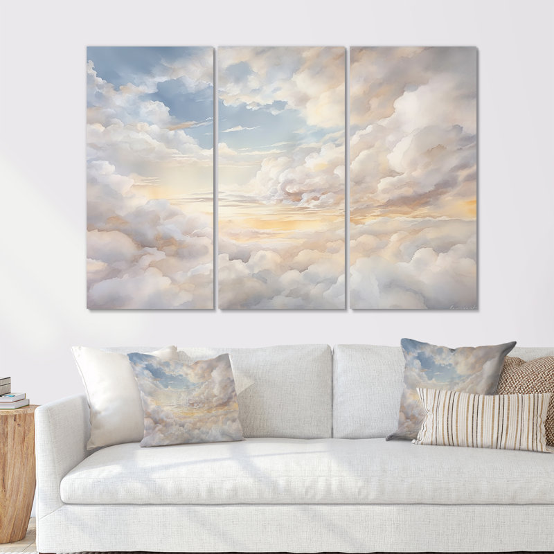 Ensemble de décorations murales Clouds Charm In Winter, H 60 po x l 84 po x P 1,5 po, Toile tendue