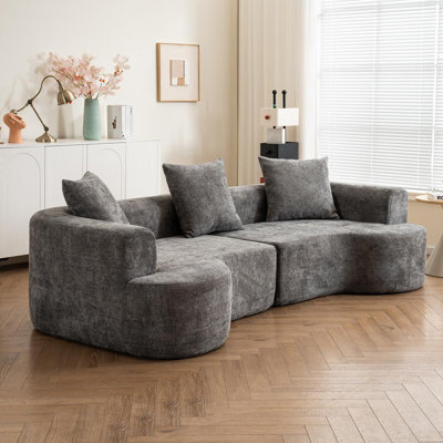 Raeann Curved Upholstered Sectional Sofa with Deep Seat & Pillows by George Oliver