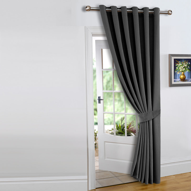 Bernards Blackout Door Curtain, Single Panel 168cm Width x 213cm Drop, Dark Grey