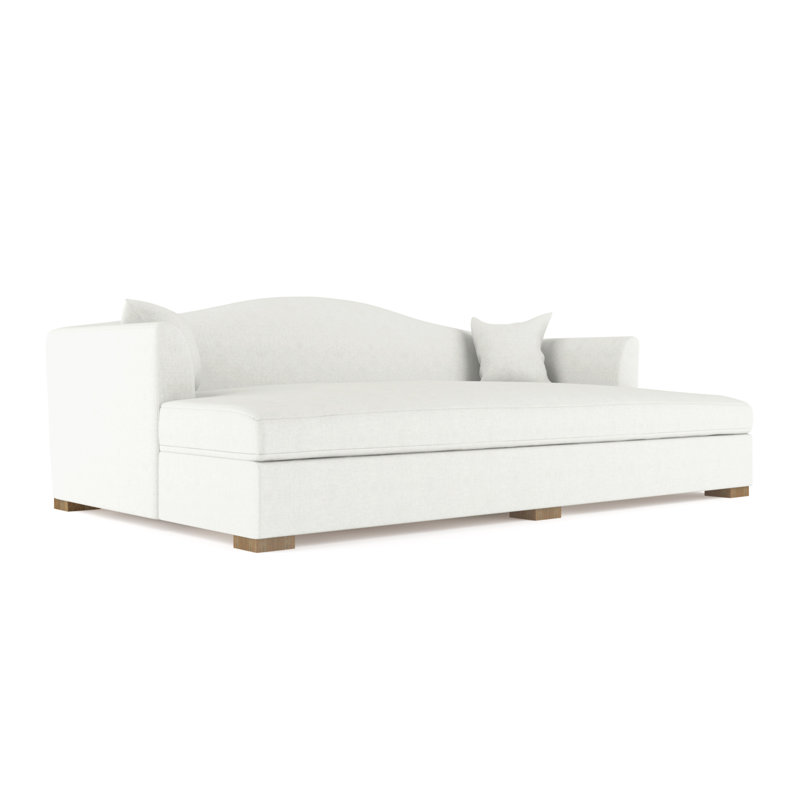 Horatio Camelback Taper Curved-Arm Daybed, Vintage Leather Alabaster, Weathered