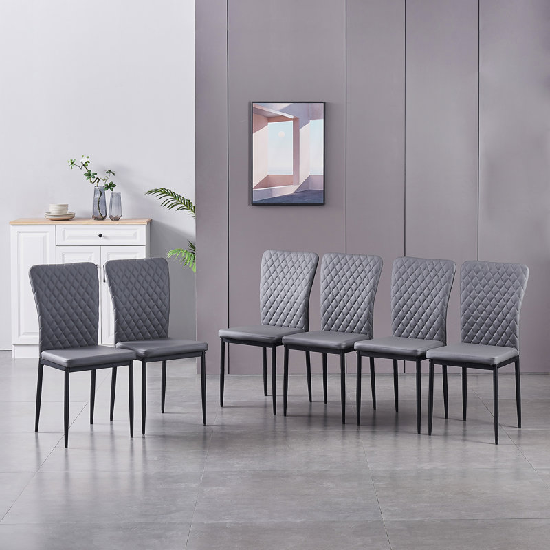 Lelania Modern Faux Leather Upholstered Dining Chairs, Dark Grey
