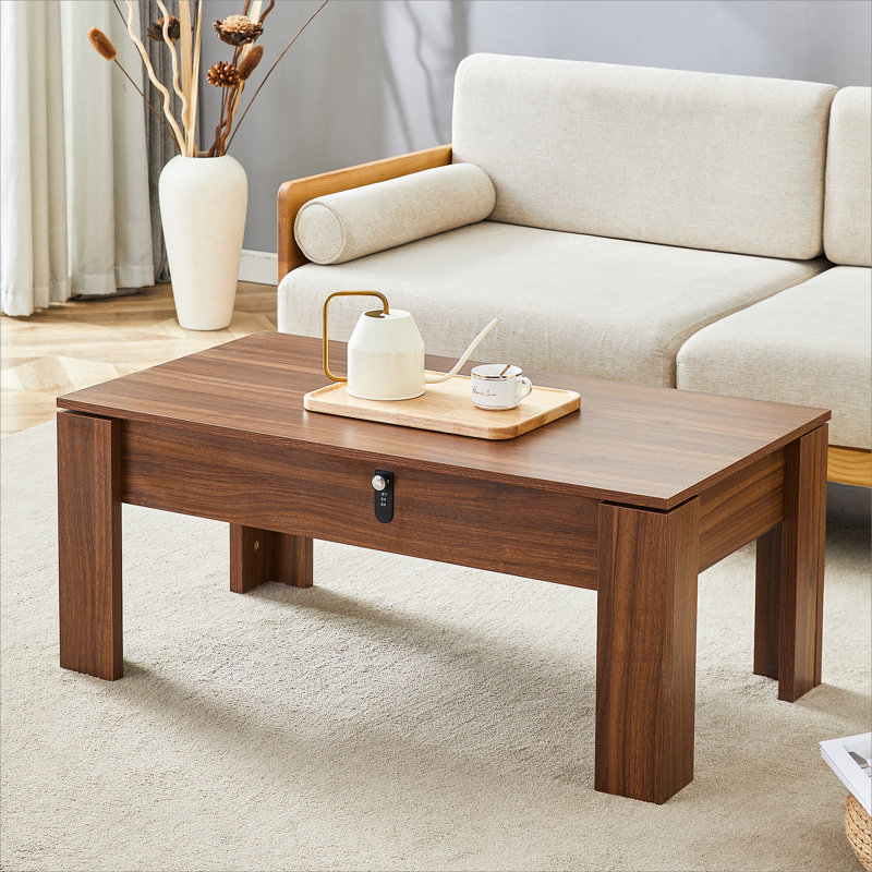 Multi-functional MDF Coffee Table with Password Lock, Suitable for Storing Firearms and Wine, with Dimensions of 39.3*21.6*16.6 Inches.