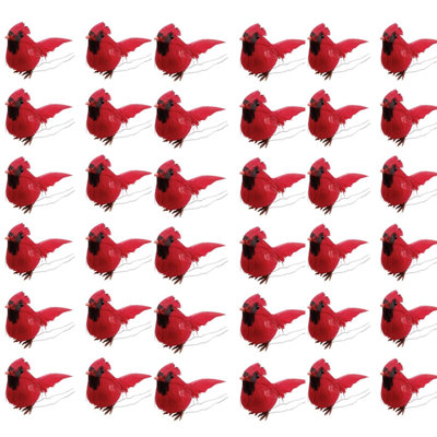 36Pcs Cardinal Birds Cardinals Decor for Christmas Tree, Red Cardinal Figurines Christmas Ornaments Artificial Bird Cardinals Christmas Decorations for Wreaths Centerpieces DIY Crafts