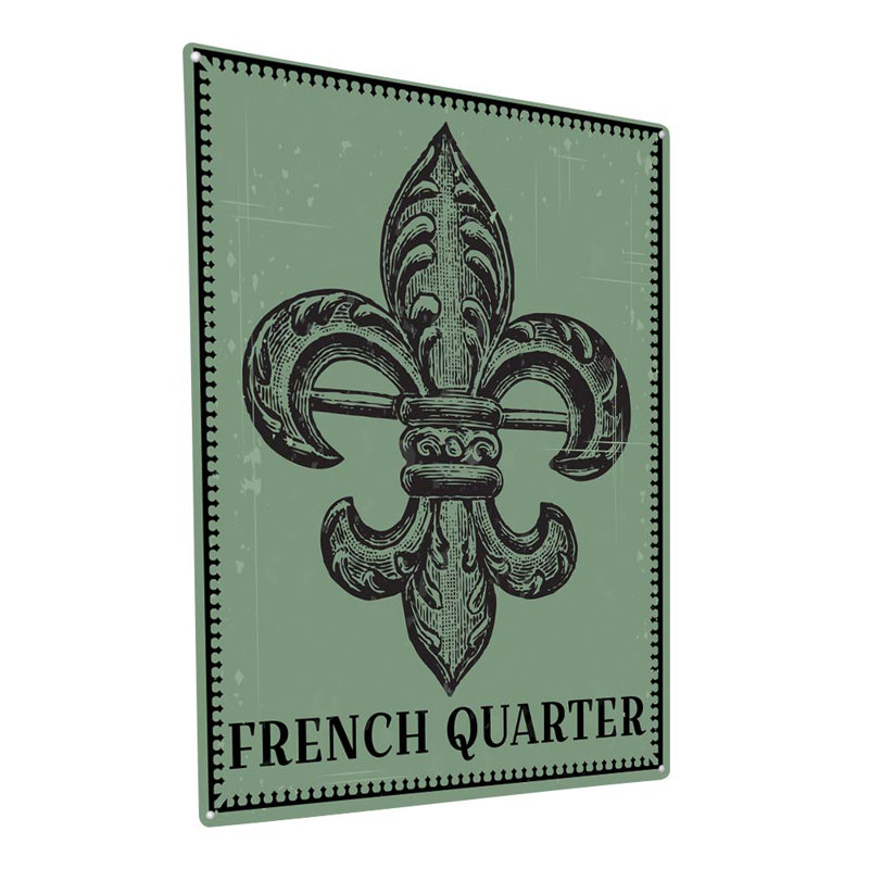 French Quarter Fleur De Lis sur reproduction métallique, H 23,2 po x l 17,2 po x P 0,04 po