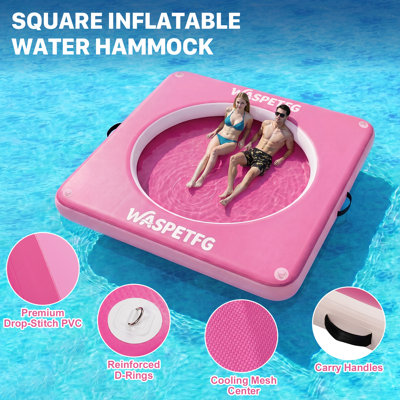 Anneau flottant carré de 8 pi x 8 pi pour hamac aquatique gonflable, rivière robuste, flottant pour adultes