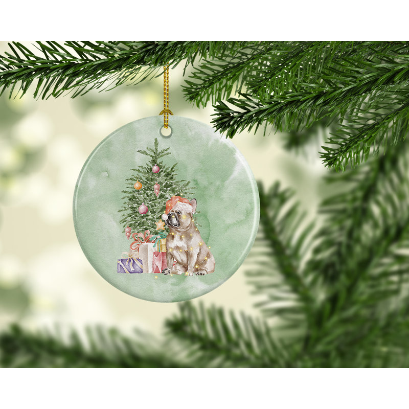 Ornement suspendu de Noël bouledogue français fauve de Noël