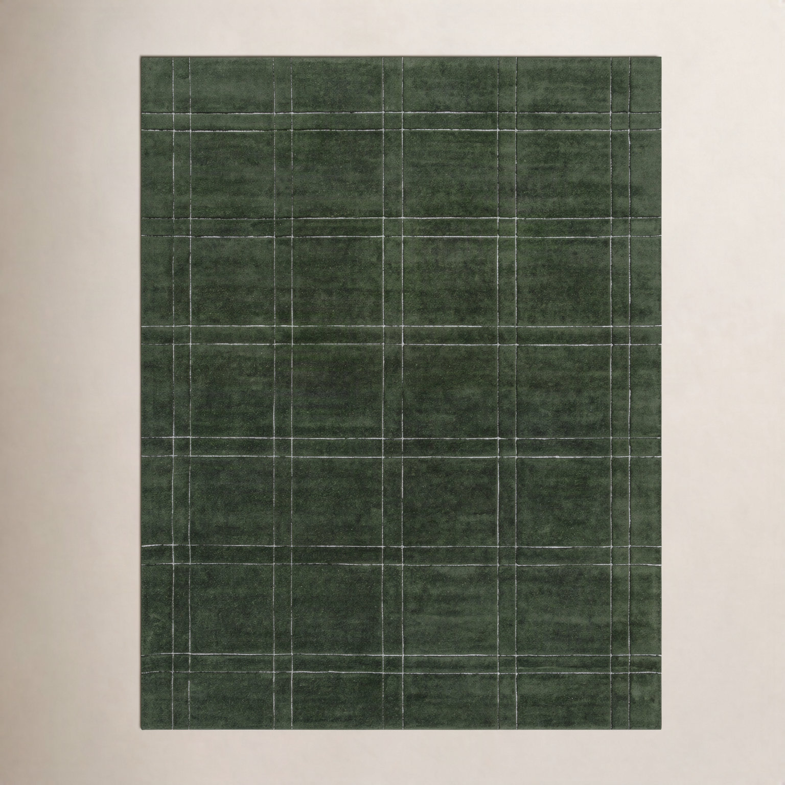 Hand-Tufted Green Plaid Rug, Runner 3' x 10'