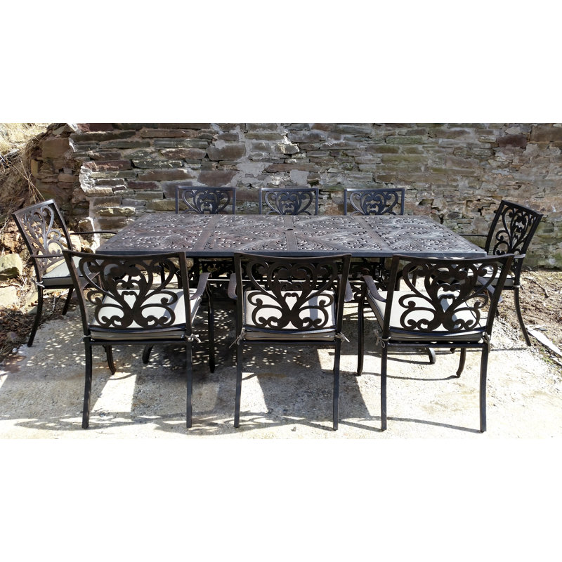 Pathard 8 - Person Patio Dining Set with Rectangular Table , Cushions Included