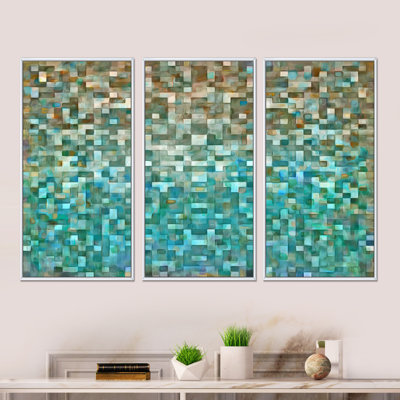 «Blocked Abstract I», ensemble d'art mural moderne sur toile encadrée