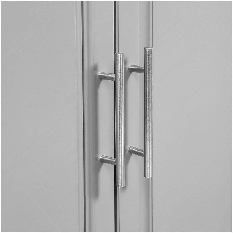 Îlot de cuisine sur roulettes avec 2 tiroirs, porte-épices, couteau et porte-serviettes, gris