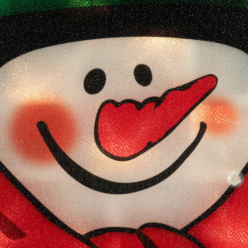 17.5" Lighted Snowman with Broom Winter Window Silhouette
