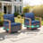 Palomares 8-Piece All Weather Outdoor Wicker Patio Square Fire Pit Conversation Set With 4 Swivel Gliders And 2 Ottomans-1939703567-1939703566-1939703565