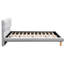 Lit double confortable gris avec tête de lit et structure en forme de biscuit, revêtement en chenille, pieds en bois d'hévéa stables pour 12 nuits reposantes