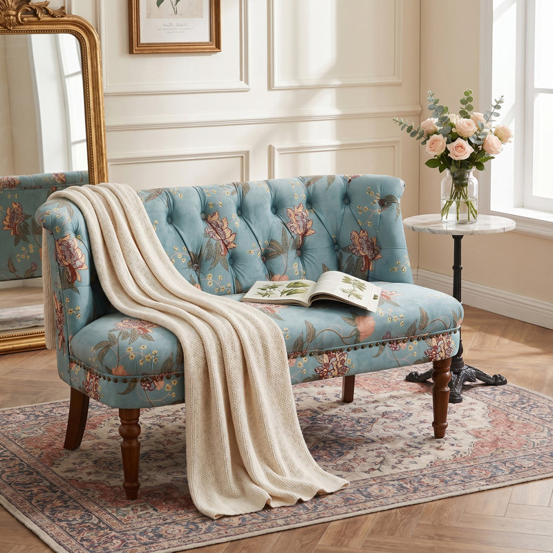 Causeuse Eloise, Vintage Blue Velvet