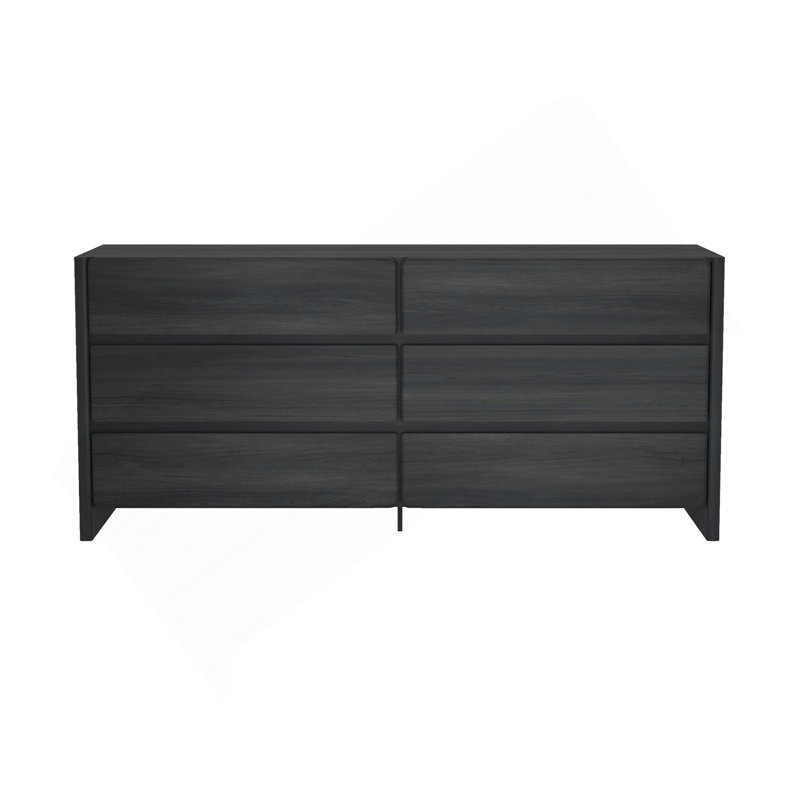 Linda 72" Dresser In Charcoal Gray (6-Drawer), Charcoal Gray