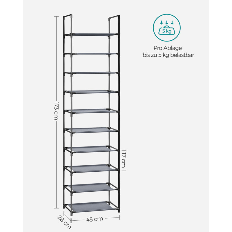 Shoe Rack, Black/Blue, 173cm H x 45cm W x 28cm D