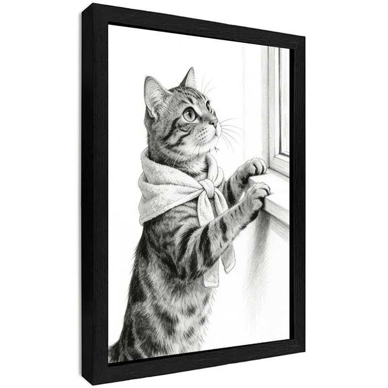 «Black», encadré noir, croquis mignon, art mural, dessin réaliste, impressions encadrées, H 37 po x l 25 po