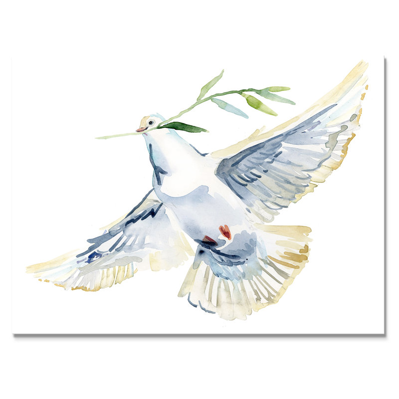 Flying White Dove Bird III - cadre photo, impression sur toile, H 8 po x l 12 po x P 1 po, Toile tendue
