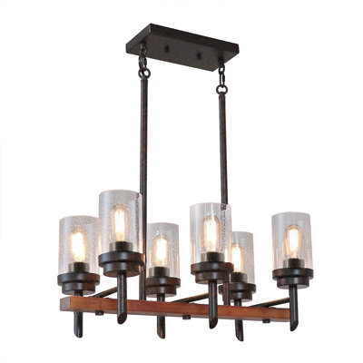 Luiza 6 - Light 24" Wide Farmhouse Industrial Kitchen Island Linear Pendant Lamp