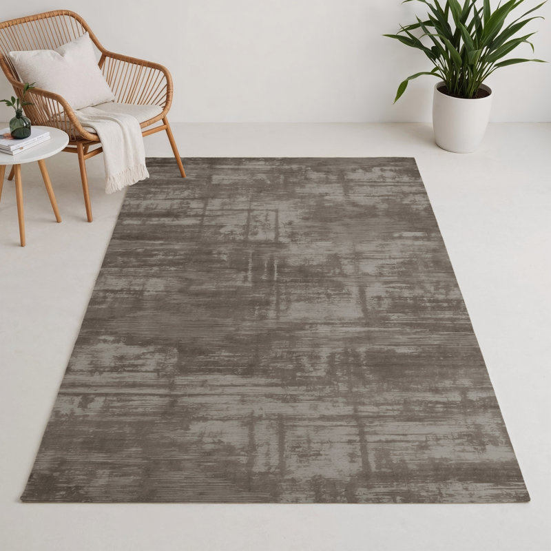 Tapis gris abstrait intérieur et extérieur, Rectangulaire 3 pi x 5 pi