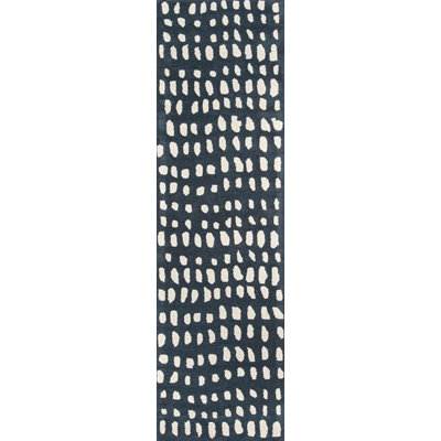 Glory Dark Blue Ivory Hand-Tufted Wool Rug