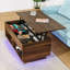 Lift Top Coffee Table With LED Light & Hidden Compartment & Open Shelves-1267834060