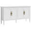 Buffet Buffet, blanc satiné - Crédence moderne Mid-Century avec tablettes réglables, poignées sculptées et bar à café pour la salle à manger ou le salon