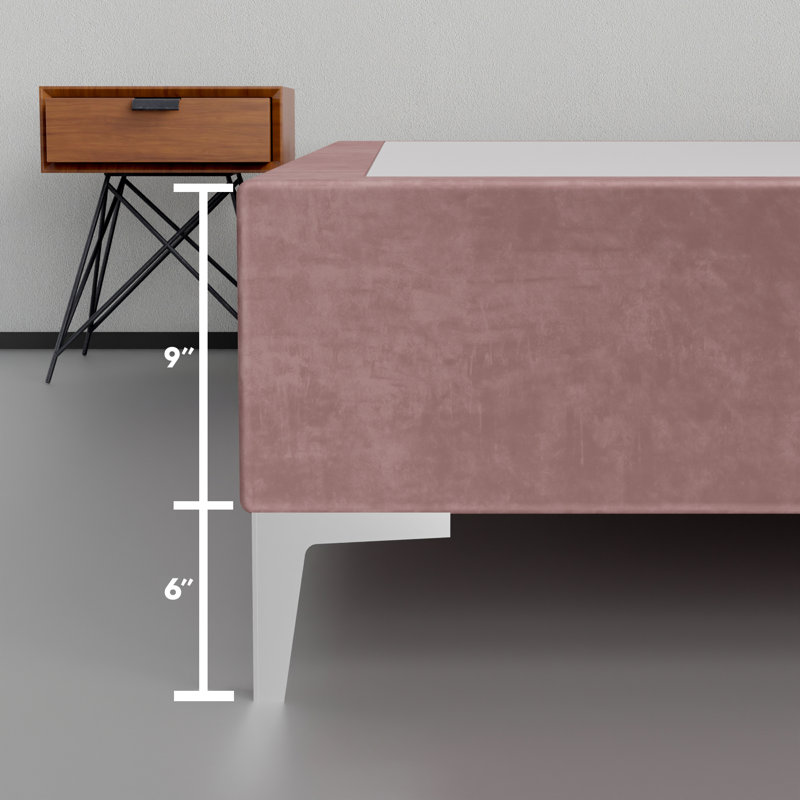 Lit en bois massif Manasvi, H 14 po x l 44 po x L 75 po, Rose foncé