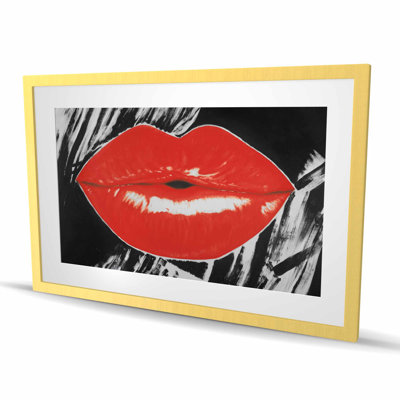 Pouty Glossy Lips - Pop Art Beauty Framed Matted Print Decor