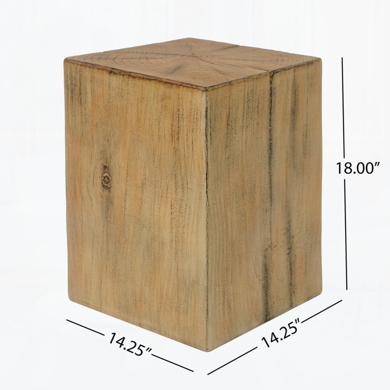 Wood-Look Square-Column MGO End Table(Set of 1), Natural