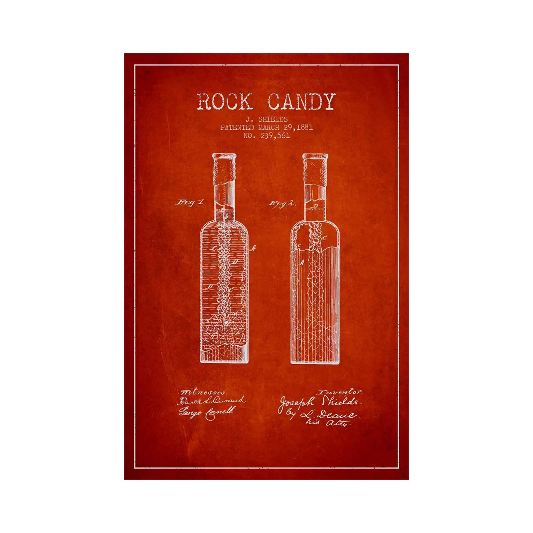 Rock Candy Red Patent Blueprint von Aged Pixel - No Frame Gallery-Wrapped Canvas Giclée on Canvas