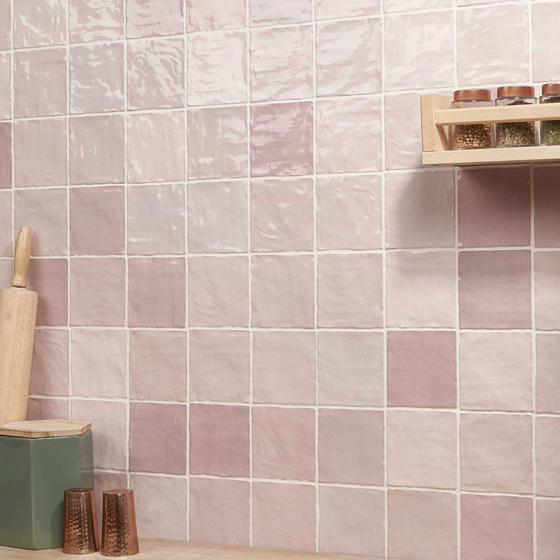 Portmore 4x4 Glazed Ceramic Tile, Pink