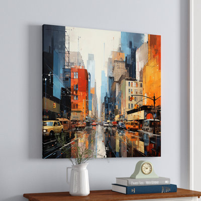 Blue Grey Mid Century Midcentury Metropolis II - Abstract Midcentury Wall Art