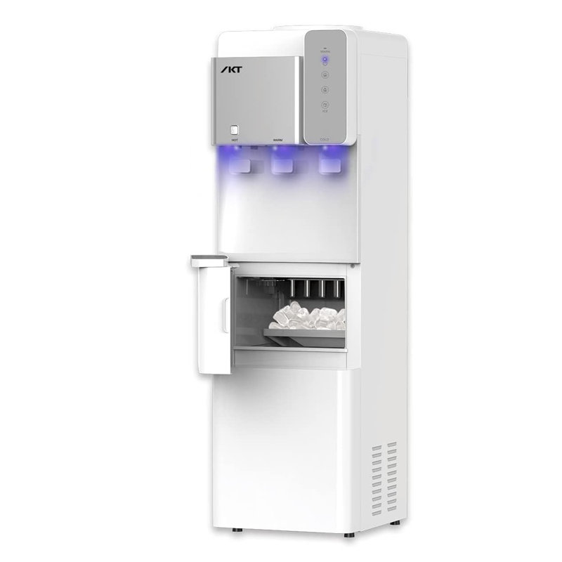 Ikt Top Load Water Dispenser Built-in Ice Maker For 3 Or 5 Gallon 3 Temperature Setting 27 Lbs Daily Capacity Night Light Child Safety Lock White