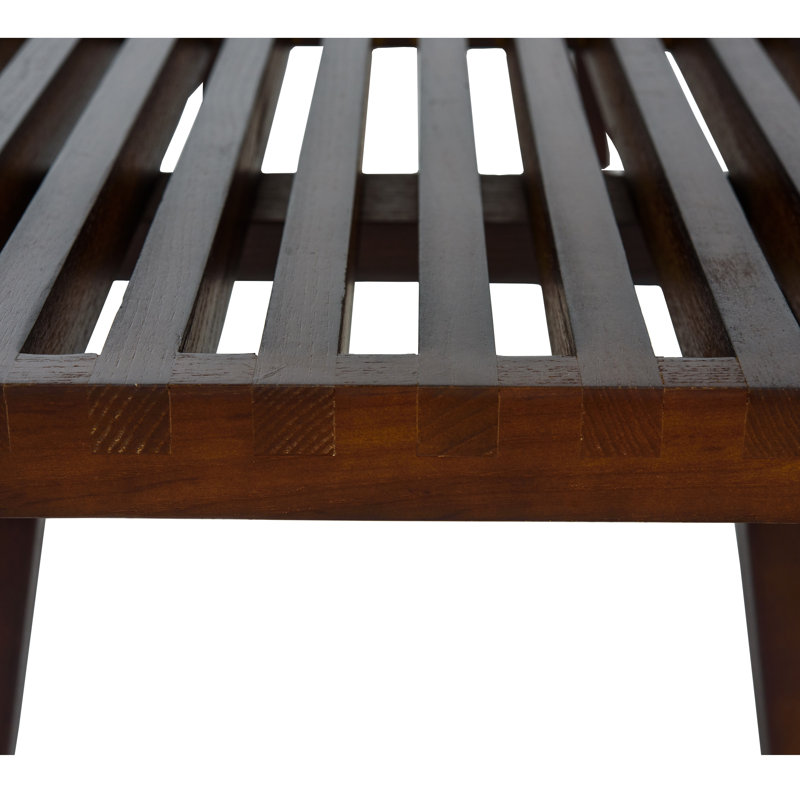 Keld 72" Rectangular Bench Wide Wooden Storage Bench with Slats Design Kitchen Platform Bench, Dark Walnut