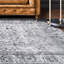 Tapis oriental gris anthracite tissé à la machine 4 pi x 6 pi