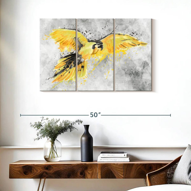 Brampt Yellow Macaw, 24" H x 38" W