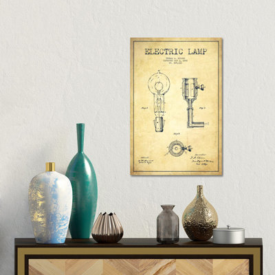 Electric Lamp Vintage Patent Blueprint by Aged Pixel - Gallery-Wrapped Canvas Giclée on Canvas
