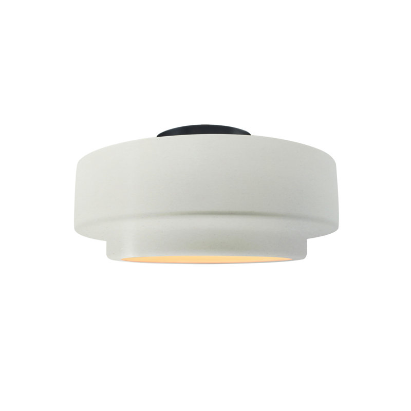 Plafonnier semi-encastré en céramique Dottie, Blanc mat, Noir mat, H 7 po x l 12 po x P 12 po