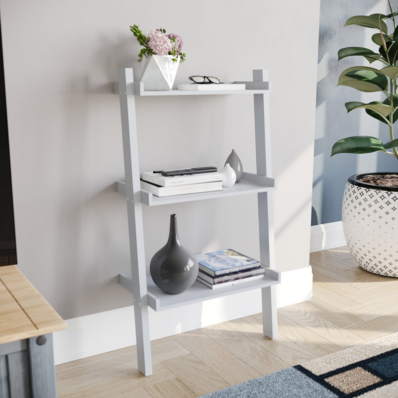 Ogilvie 56cm W Ladder Bookcase, Grey, 100.5cm H