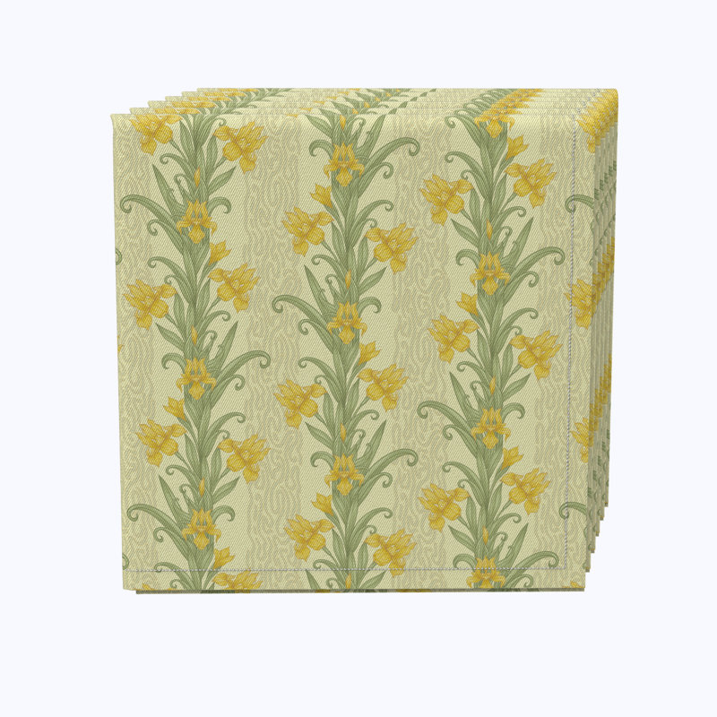 100% Cotton Yellow Floral Square Napkin