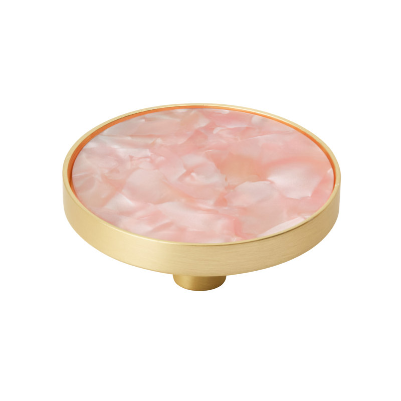 Gold and Pink Round 2-Inch Decorative Knob Set